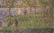 Georges Seurat Etude pour Moyenne Distance,gauche,avec Bateau a Voile oil painting on canvas